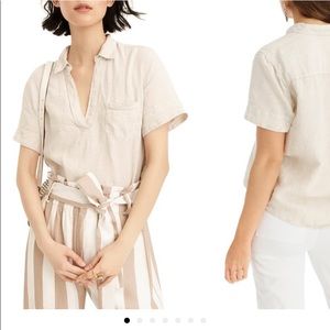 J. Crew Linen SS Popover